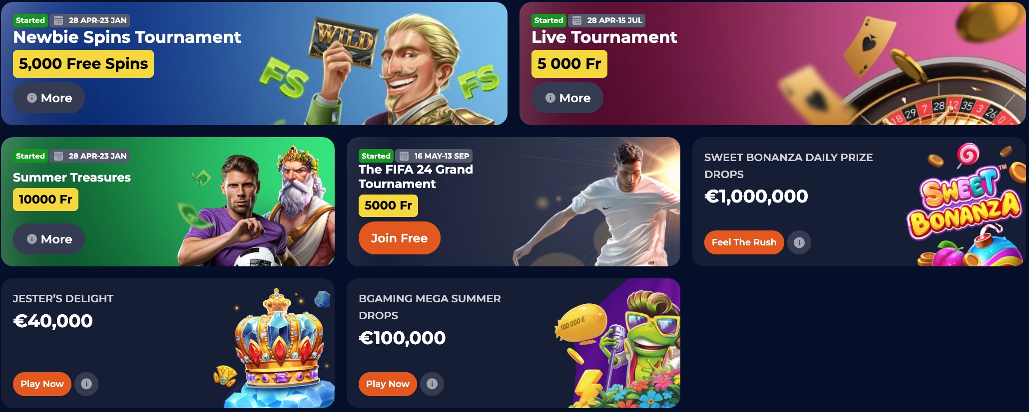 Tournaments and Lotteries at NineCasino